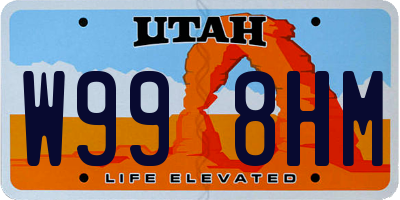 UT license plate W998HM