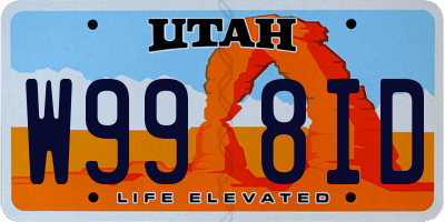 UT license plate W998ID