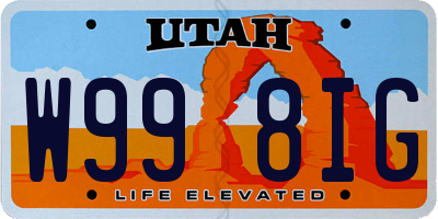 UT license plate W998IG
