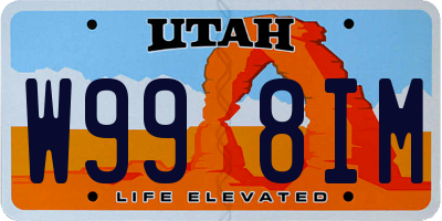 UT license plate W998IM