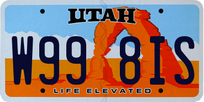UT license plate W998IS