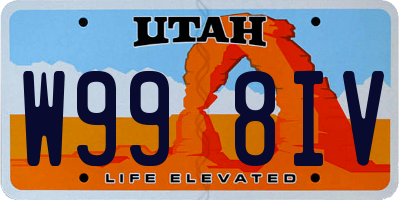 UT license plate W998IV