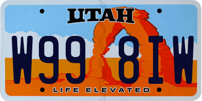 UT license plate W998IW