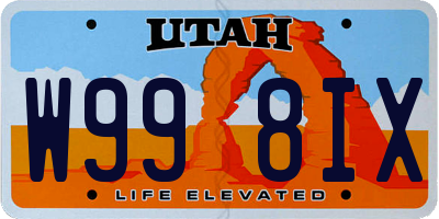 UT license plate W998IX