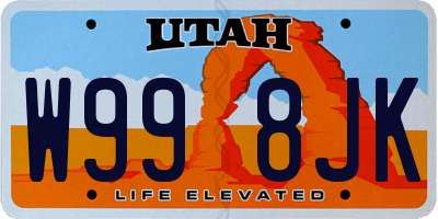 UT license plate W998JK