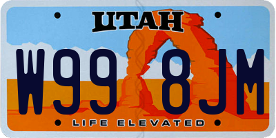 UT license plate W998JM