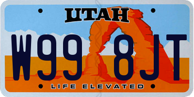 UT license plate W998JT