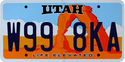 UT license plate W998KA