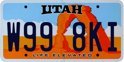UT license plate W998KI