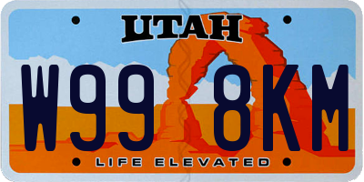UT license plate W998KM