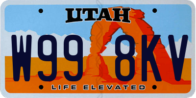UT license plate W998KV