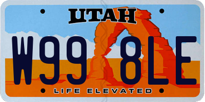 UT license plate W998LE
