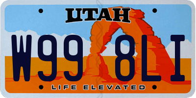 UT license plate W998LI
