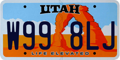 UT license plate W998LJ