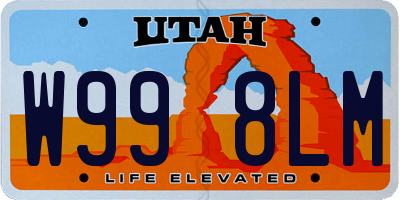 UT license plate W998LM