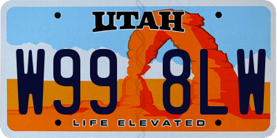 UT license plate W998LW