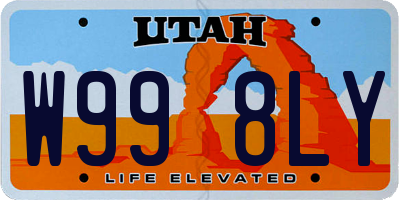 UT license plate W998LY