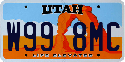 UT license plate W998MC