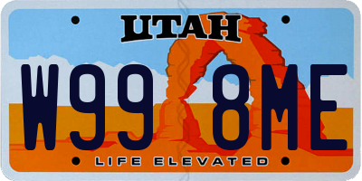 UT license plate W998ME