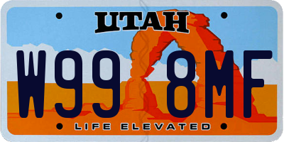 UT license plate W998MF