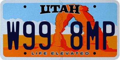 UT license plate W998MP