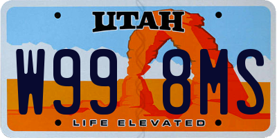UT license plate W998MS