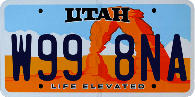 UT license plate W998NA