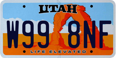 UT license plate W998NF