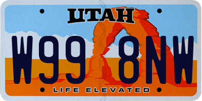 UT license plate W998NW