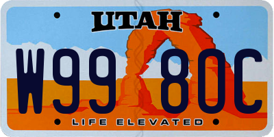UT license plate W998OC