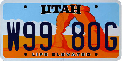 UT license plate W998OG