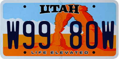 UT license plate W998OW
