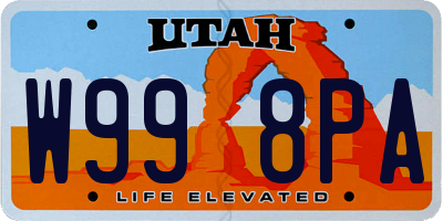 UT license plate W998PA