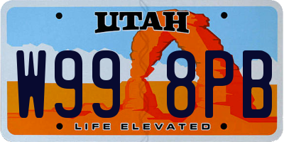 UT license plate W998PB