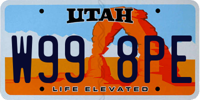 UT license plate W998PE