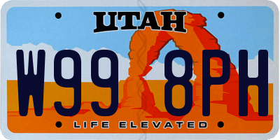 UT license plate W998PH