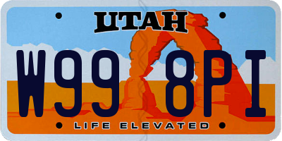 UT license plate W998PI