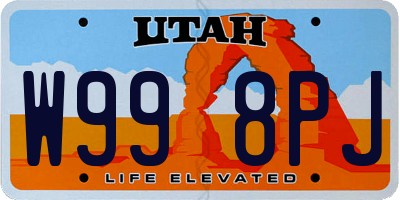 UT license plate W998PJ