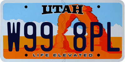 UT license plate W998PL
