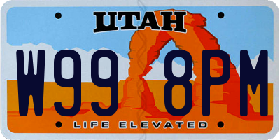 UT license plate W998PM