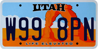 UT license plate W998PN