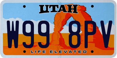 UT license plate W998PV