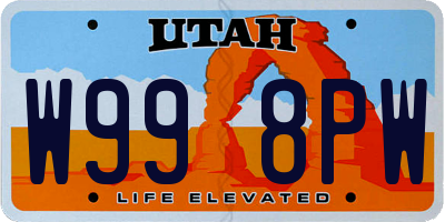 UT license plate W998PW
