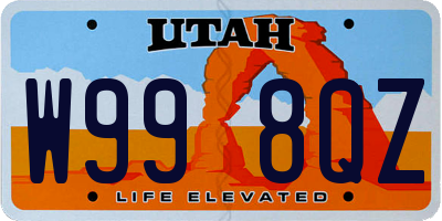 UT license plate W998QZ