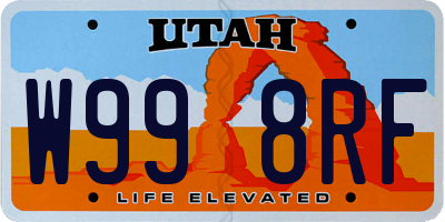 UT license plate W998RF
