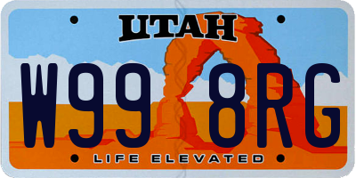 UT license plate W998RG