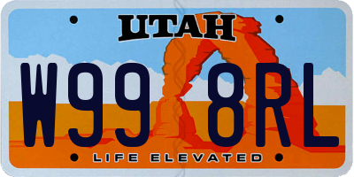UT license plate W998RL