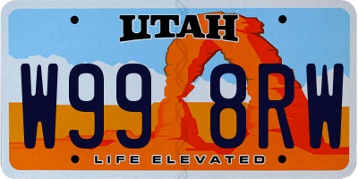 UT license plate W998RW
