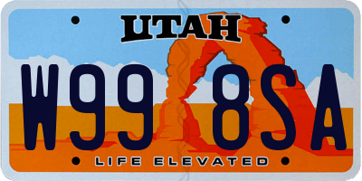 UT license plate W998SA