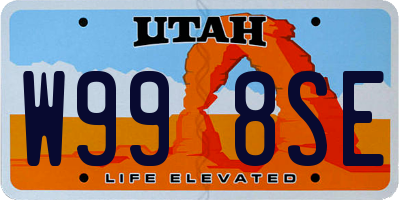 UT license plate W998SE